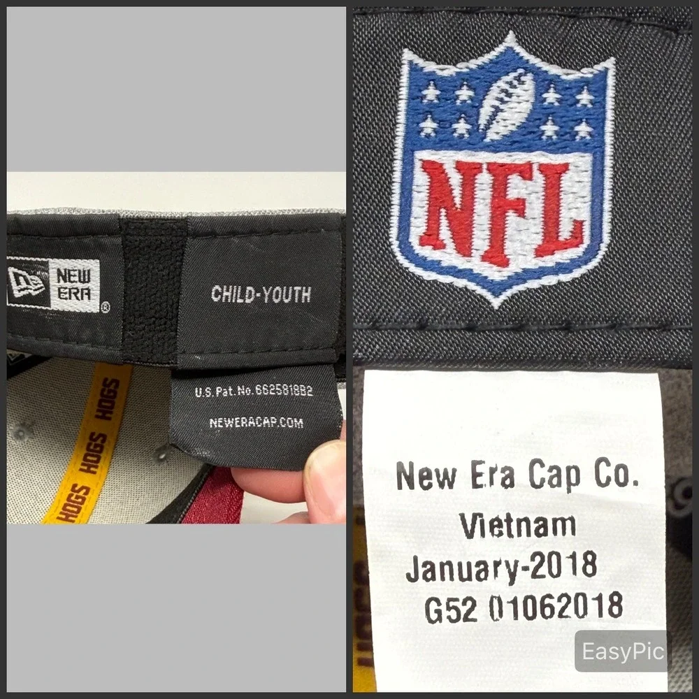 New Era 39THIRTY Washington Redskins Hat Grey Burgundy Stretch Fit Child/Youth